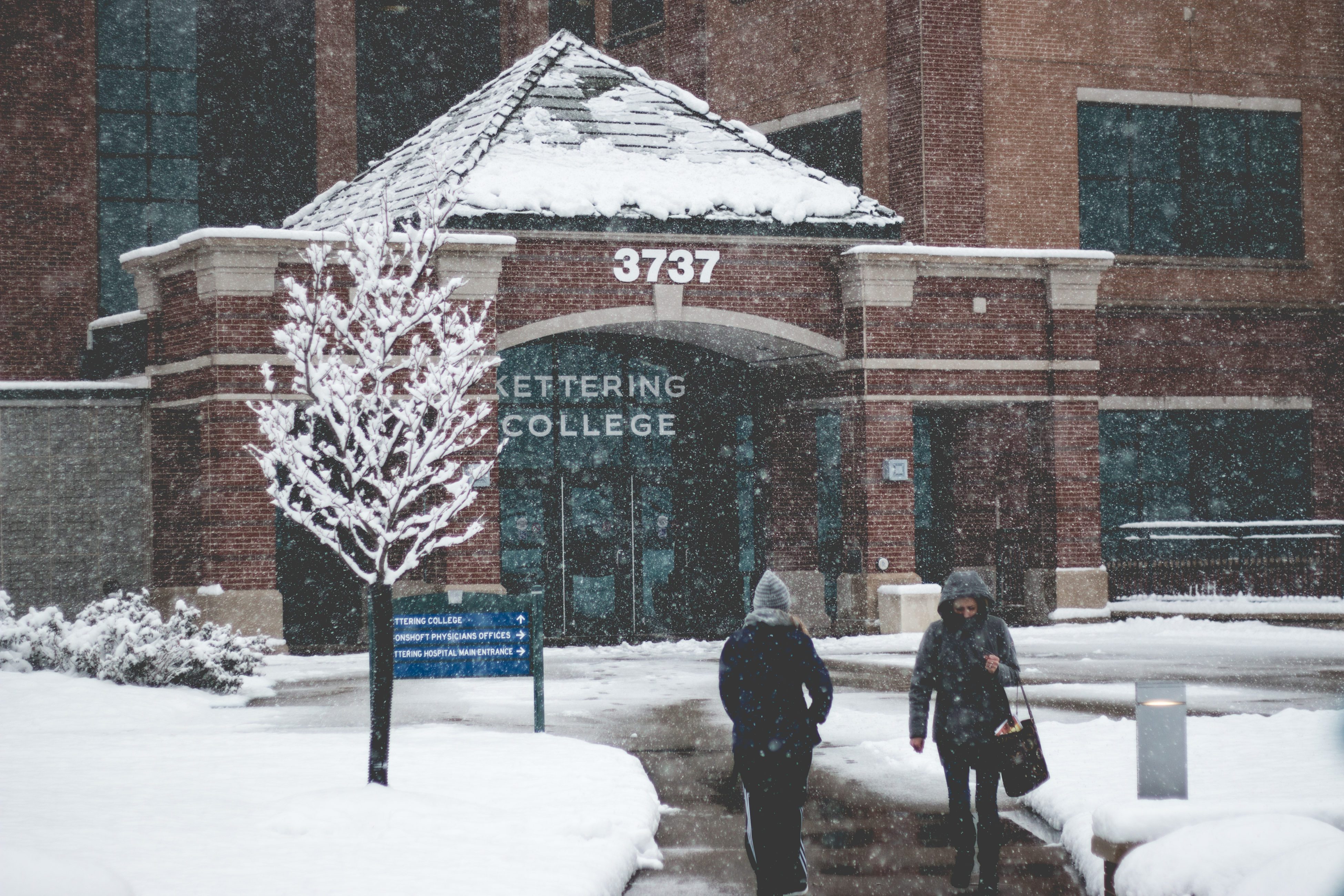 Kettering College in the snow